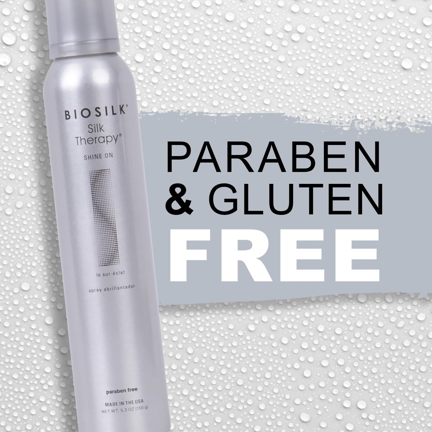BioSilk Silk Therapy Shine On, Hairspray For Controlling Frizz & Providing Brilliant Shine, Sulfate, Paraben, & Cruelty-Free, 5.3 Oz