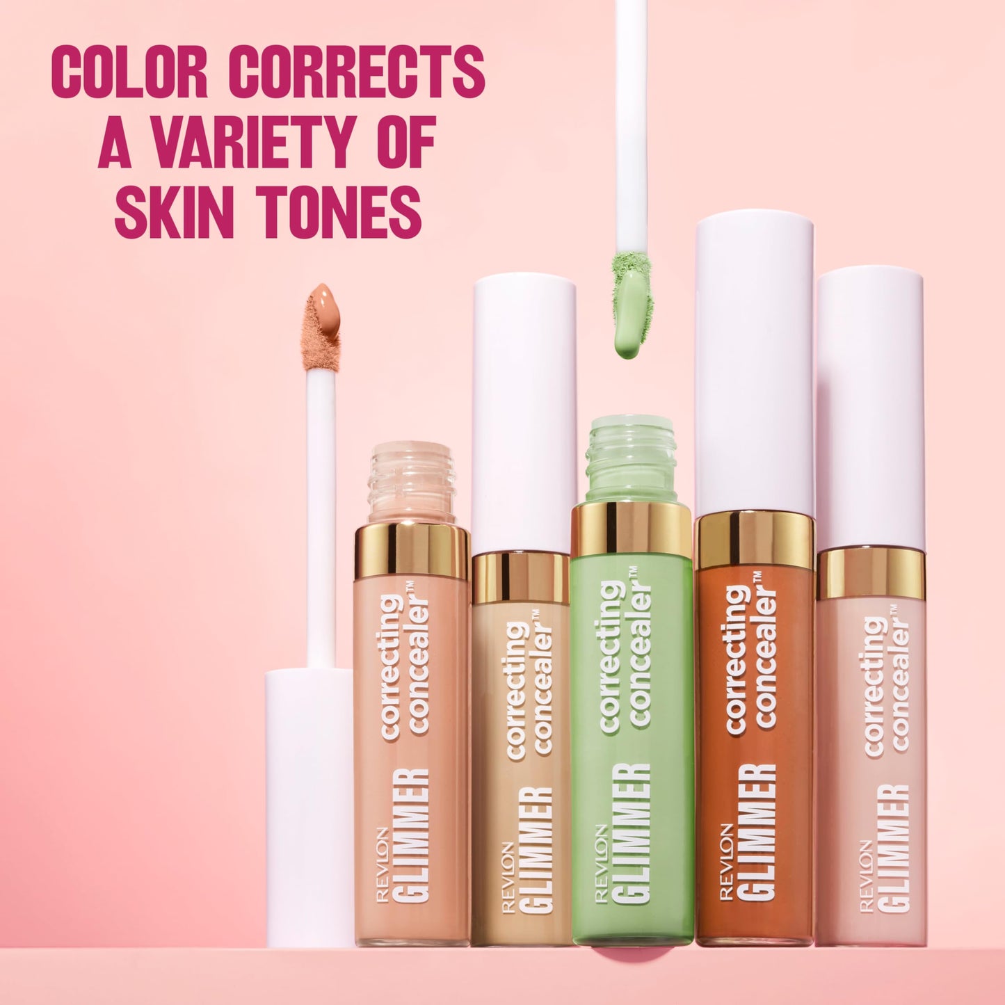 Revlon Glimmer Correcting Concealer, Liquid Under Eye Makeup, Made with Caffeine, Vitamin C, & Stevioside, 101 Peach, 0.3 fl oz