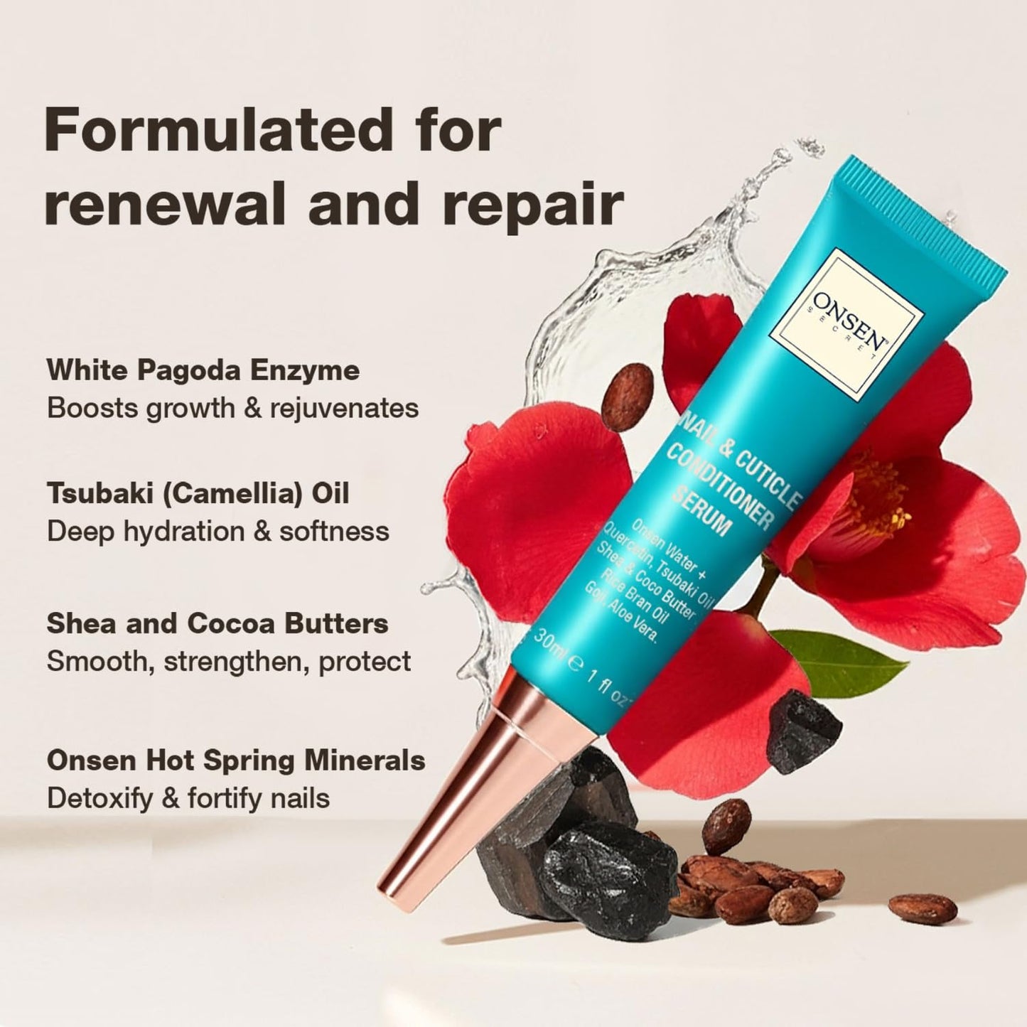 Onsen Nail & Cuticle Cream Treatment w/Japanese Tsubaki, Jojoba & Lavender Oil, Shea Butter - Strengthens Nails, Softens Cuticles - Daily Repair Care Beauty and Personal Care Onsen Secret