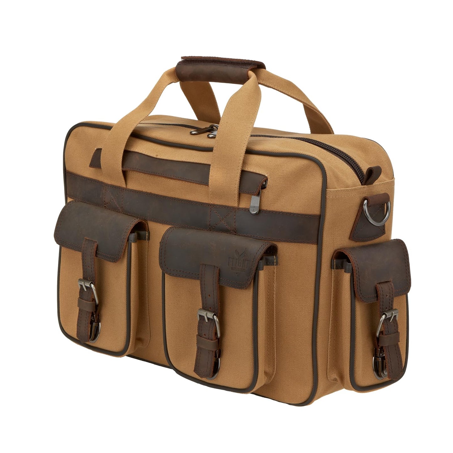 Flight Outfitters Unisex Bush Pilot Folio Hand/Shoulder Carry Canvas & Leather Work Travel Aviation Gear Organizer Flight Bag