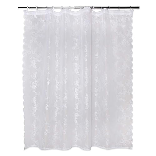 DII Translucent Lace Shower Curtain, 72x72, Flower Blossom White