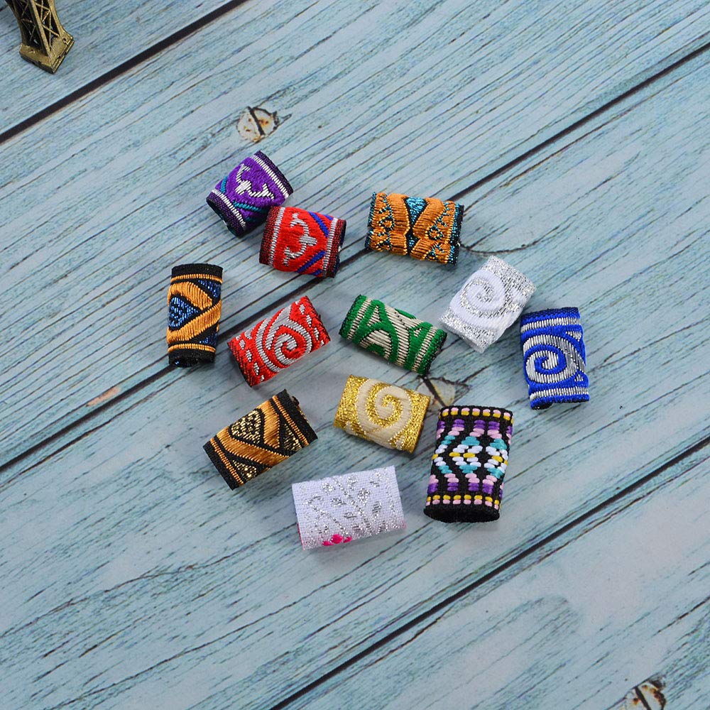 Wixine 24Pcs Women Girl Dreadlock Beads Hair Braid Dread Fabric Tibetan DIY Jewelry Craft
