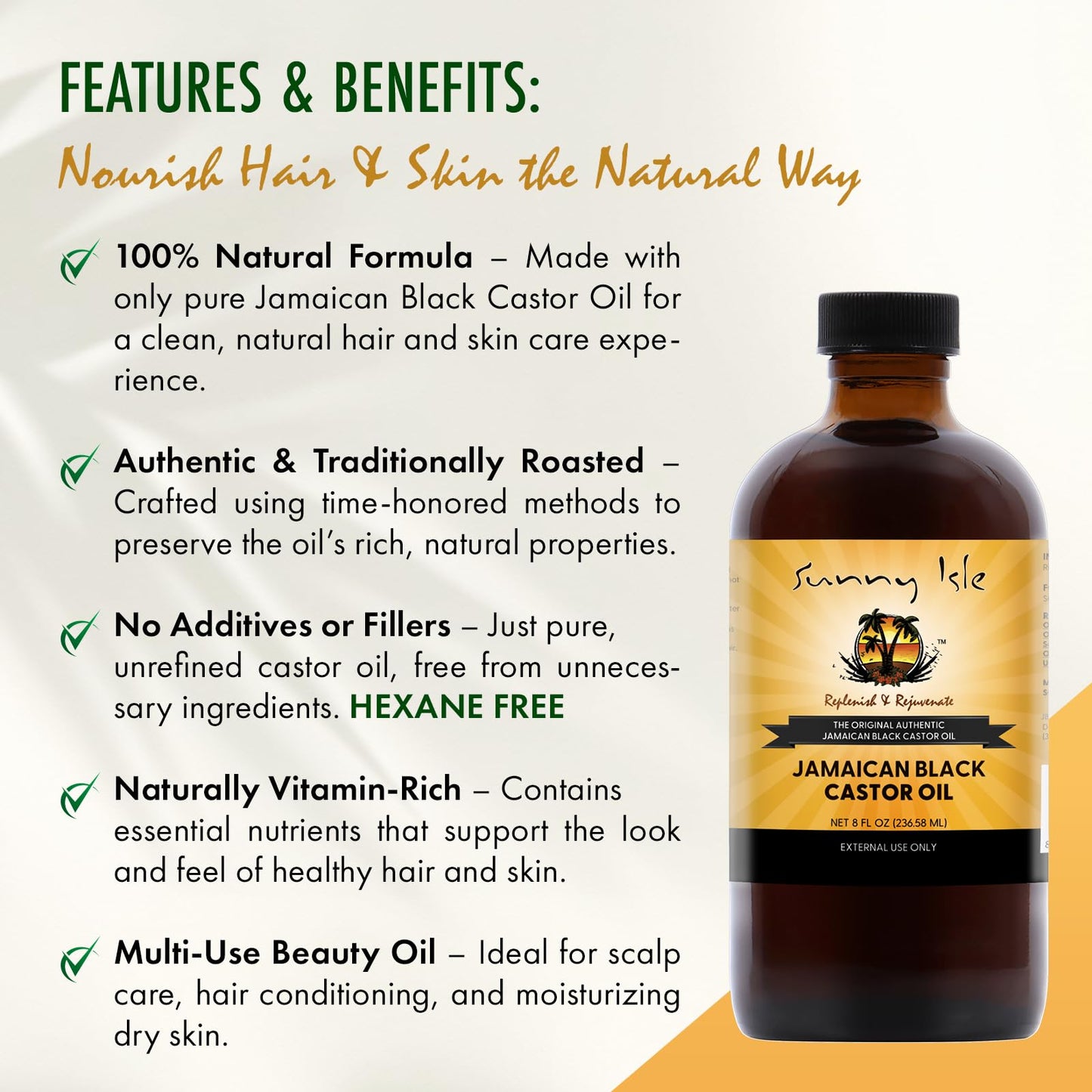 Sunny Isle Jamaican Black Castor Oil 8oz, Original, Authentic Beauty and Personal Care Sunny Isle