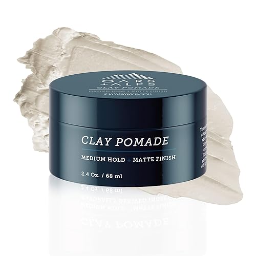 Oars + Alps Clay Hair Pomade for Men with Biotin, Kaolin Oil, Bentonite Clay, Jojoba Oil, Vitamin B7 & B5, Promotes Hair Growth, Medium Hold, Matte