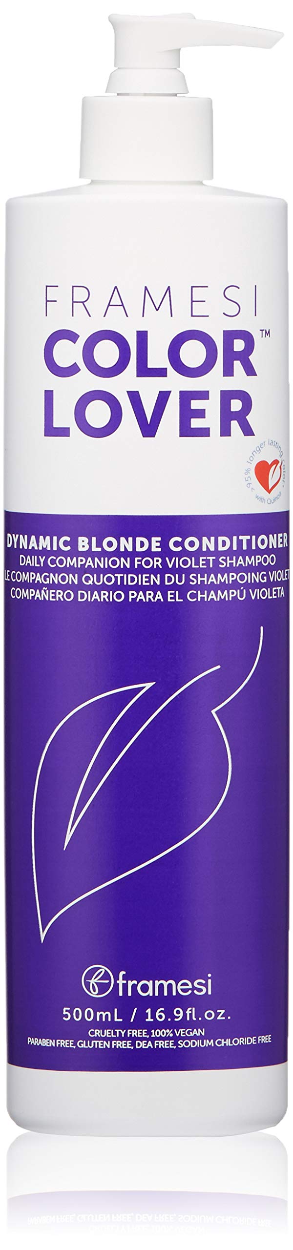 FRAMESI Color Lover Dynamic Blonde Sulfate Free Purple Conditioner for Color Treated Hair, 16.9 fl oz