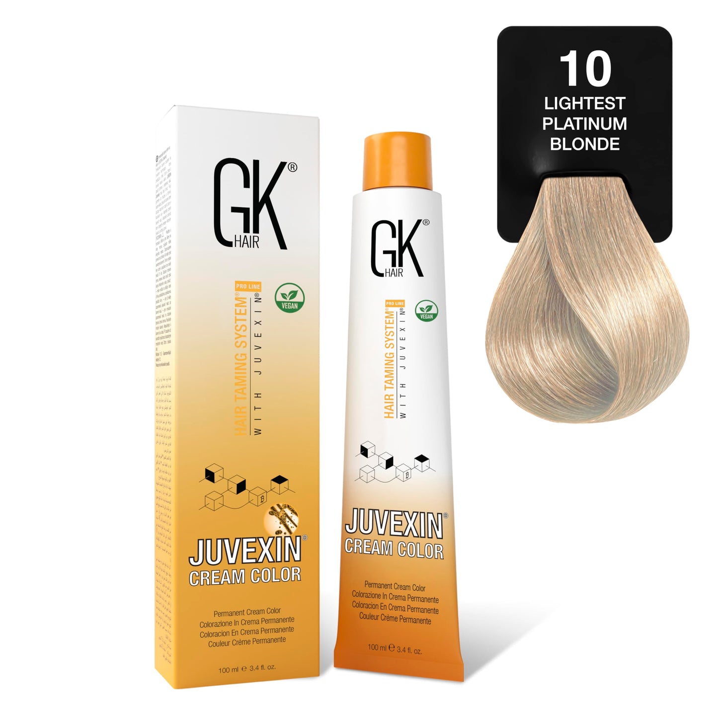GK HAIR Color Cream 10.0 Lightest Platinum Blonde - 100% Grey Coverage | Semi, Demi or Permanent Results | 8-10 Vol Semi | 20-30-40 Vol Permanent