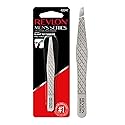 Revlon Slanted Tip Tweezers for Men, Ultra-Sharp for Precision Eyebrow Shaping and Facial Hair Removal, Larger Non-Slip Grip, Stainless Steel, 1 count
