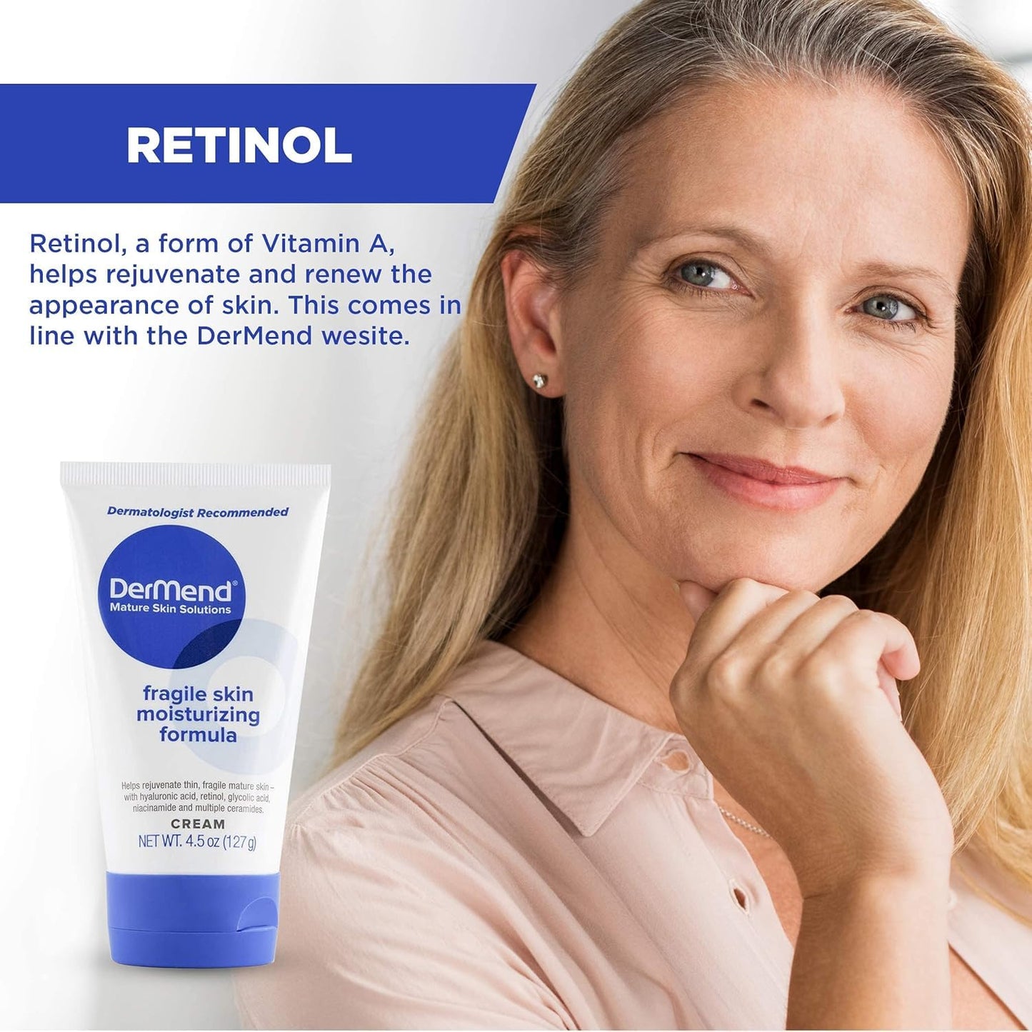 Dermend Specialized Fragile Skin Moisturizing Cream: Formula to Restore & Rejuvenate - Daily Anti Wrinkle Cream for Firming & Strengthening Thin