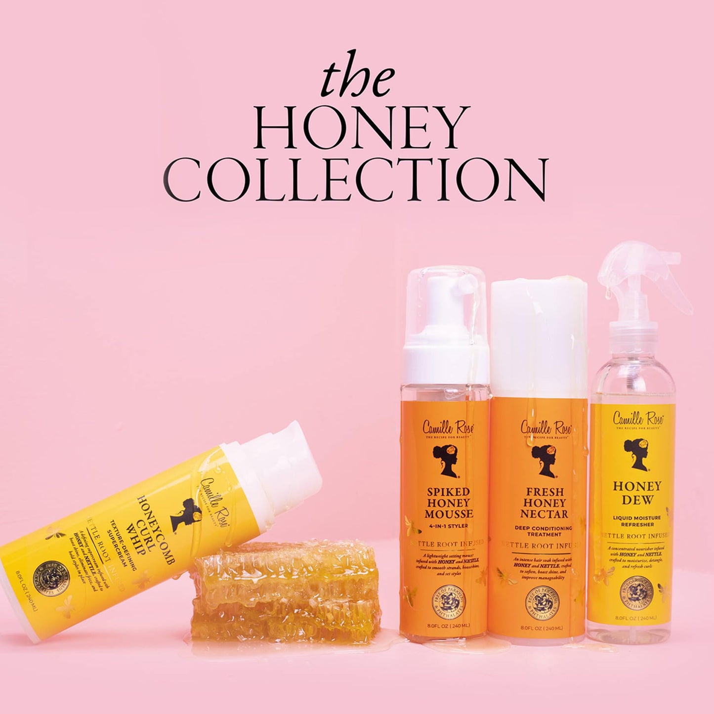 Camille Rose Honeycomb Curl Whip Texture-Defining Hair Styling Cream, with Honey and Nettle Root to Reduce Frizz, Nourish, and Add Shine, 12 fl oz