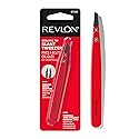 Revlon Ceramic Slanted Tip Tweezers, Precision For Eyebrow Shaping and Fine Hair Removal, Stocking Stuffer for Women & Men, Stainless Steel Body, 1