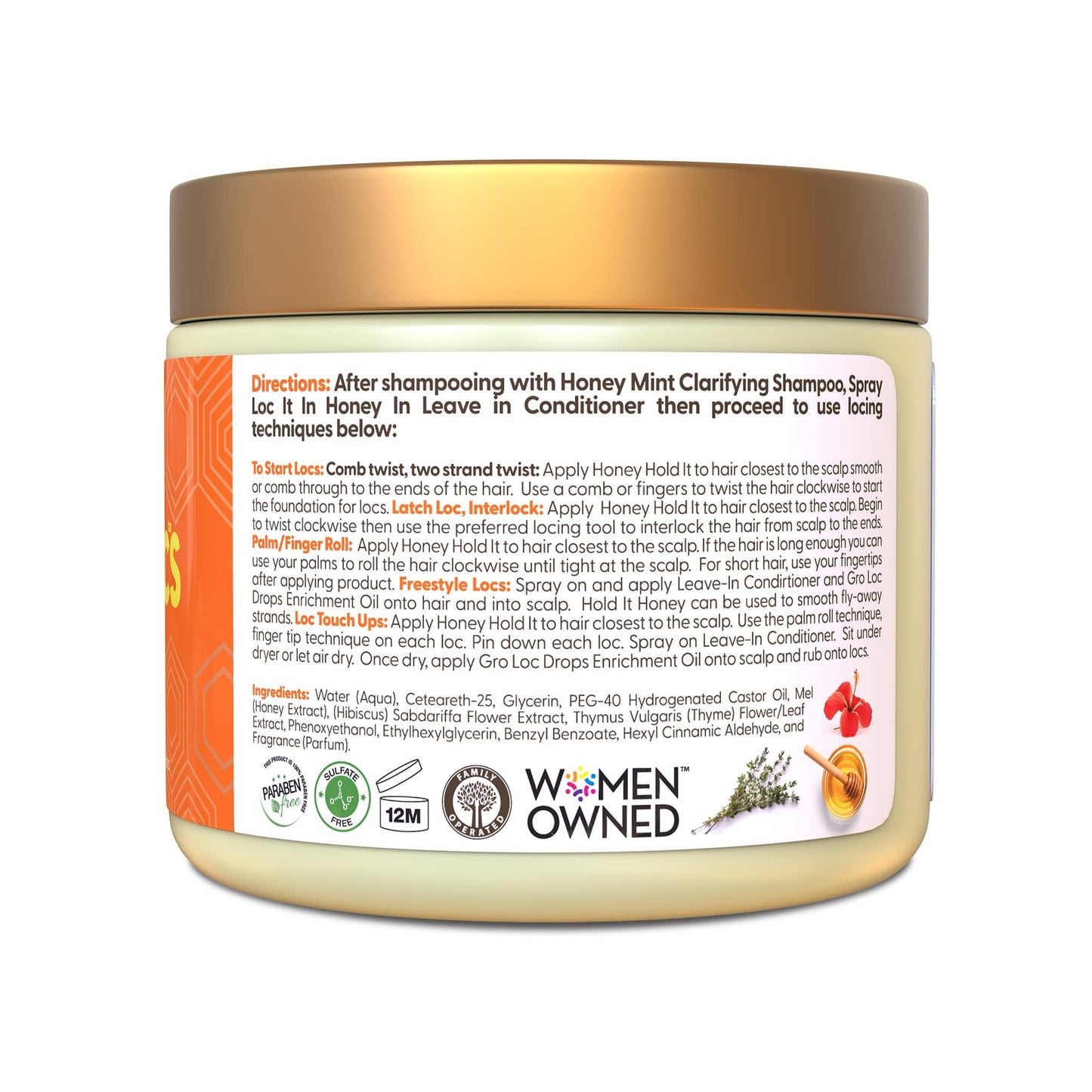 Taliah Waajid Love My Locs Honey Hold It Locs & Twists Gel - Hair Styling Gel for Textured Hair, 16oz - Infused with Honey, Hibiscus, and Thyme