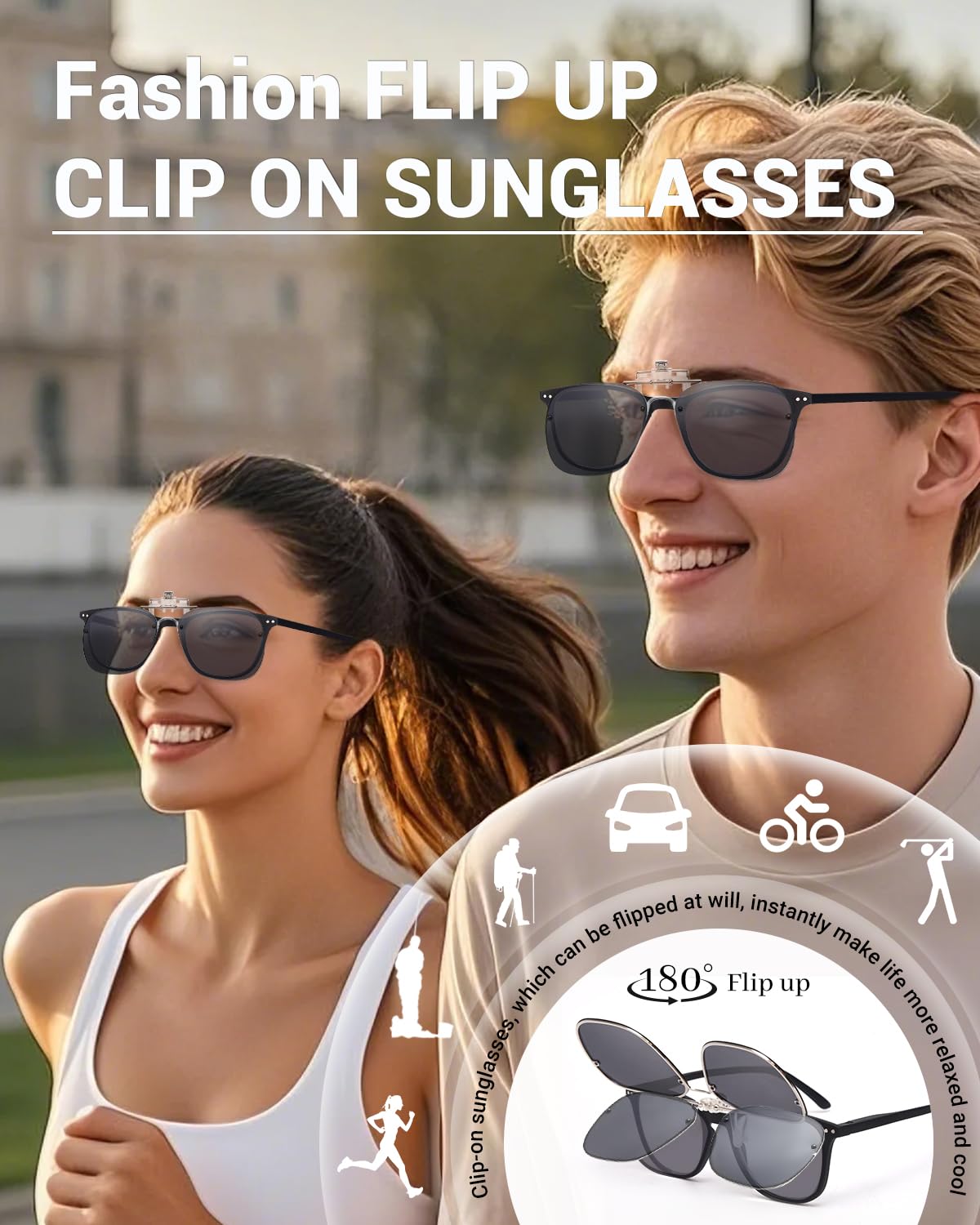 TERAISE Clip On Sunglasses Flip up HD Polarized Unisex for Outdoor/Driving UV400