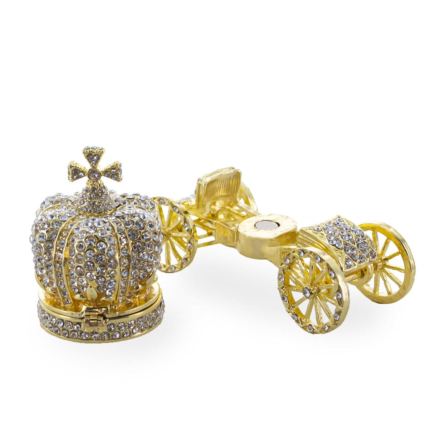 BestPysanky Crystal Coach Crown Jewelry Trinket Box Figurine