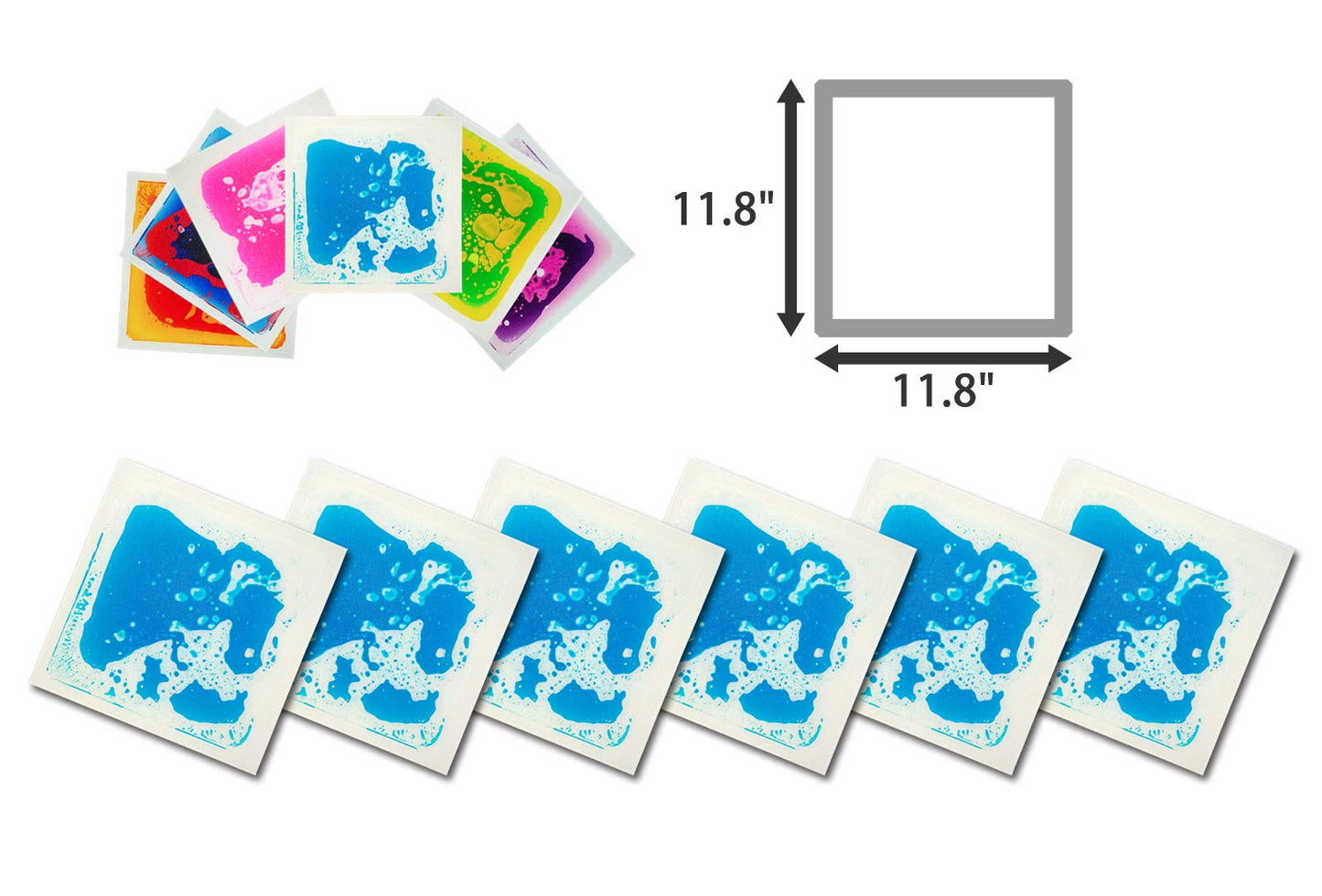 Art3d 1-Pack Fancy Floor Tile for Kids Room Liquid Encased Floor Tile, 11.8" x 11.8" Blue