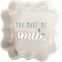 Pavilion Gift Company - You Make Me Smile - Teal & Silver - 3 Inch Mini Jewelry Dish with Gift Box