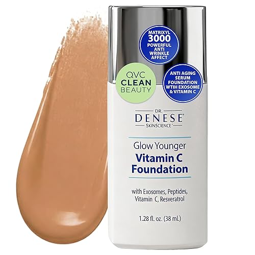 Dr. Denese Glow Younger Vitamin C Foundation 1.28 oz - Lightweight Coverage for Radiant & Youthful Glow - Natural Finish Makeup with Vitamin C, Exosomes, Matrixyl 3000 Peptides & Resveratrol (Rich)