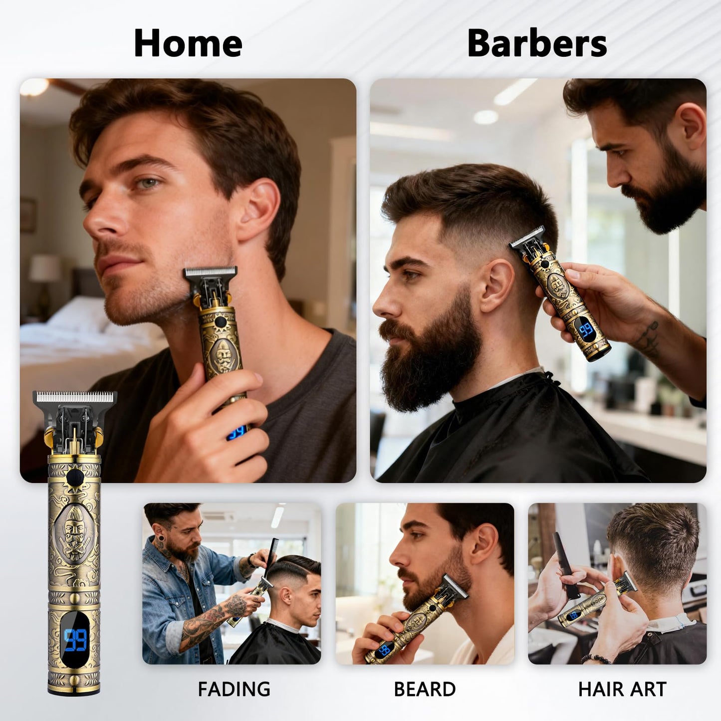 AMULISS Professional Mens Hair Clippers Zero Gapped Cordless Hair Trimmer Professional Haircut & Grooming Kit for Men Rechargeable LED Display Beauty and Personal Care AMULISS