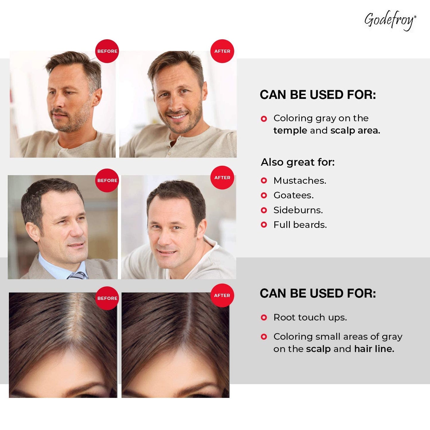 Godefroy Hair Color Tint Kit for 100% Gray Coverage, Light Brown, 20 Applications, Long-Lasting Root Touch-Up for Men & Women, Pre-Measured Capsules