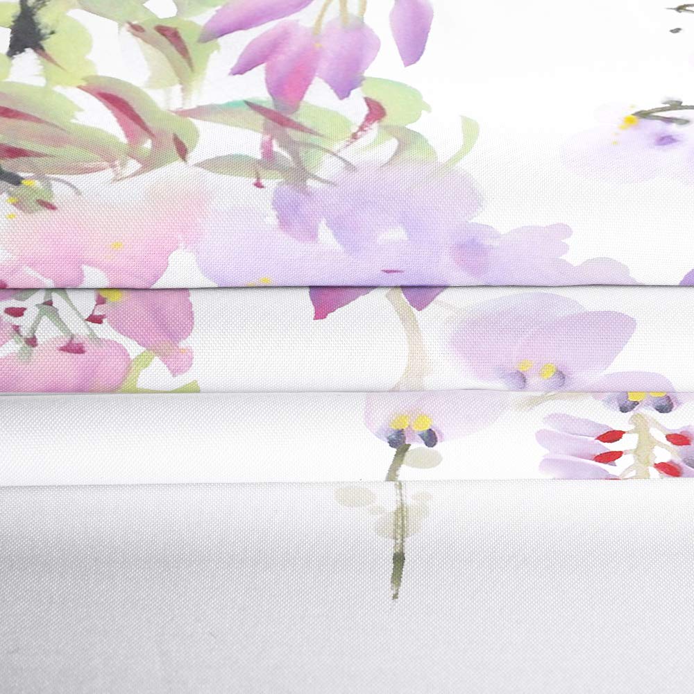 BECAN Floral Shower Curtain,Purple Wisteria Floral Polyester Fabric Waterproof Layer Thickening Shower Curtain 72X72Inches