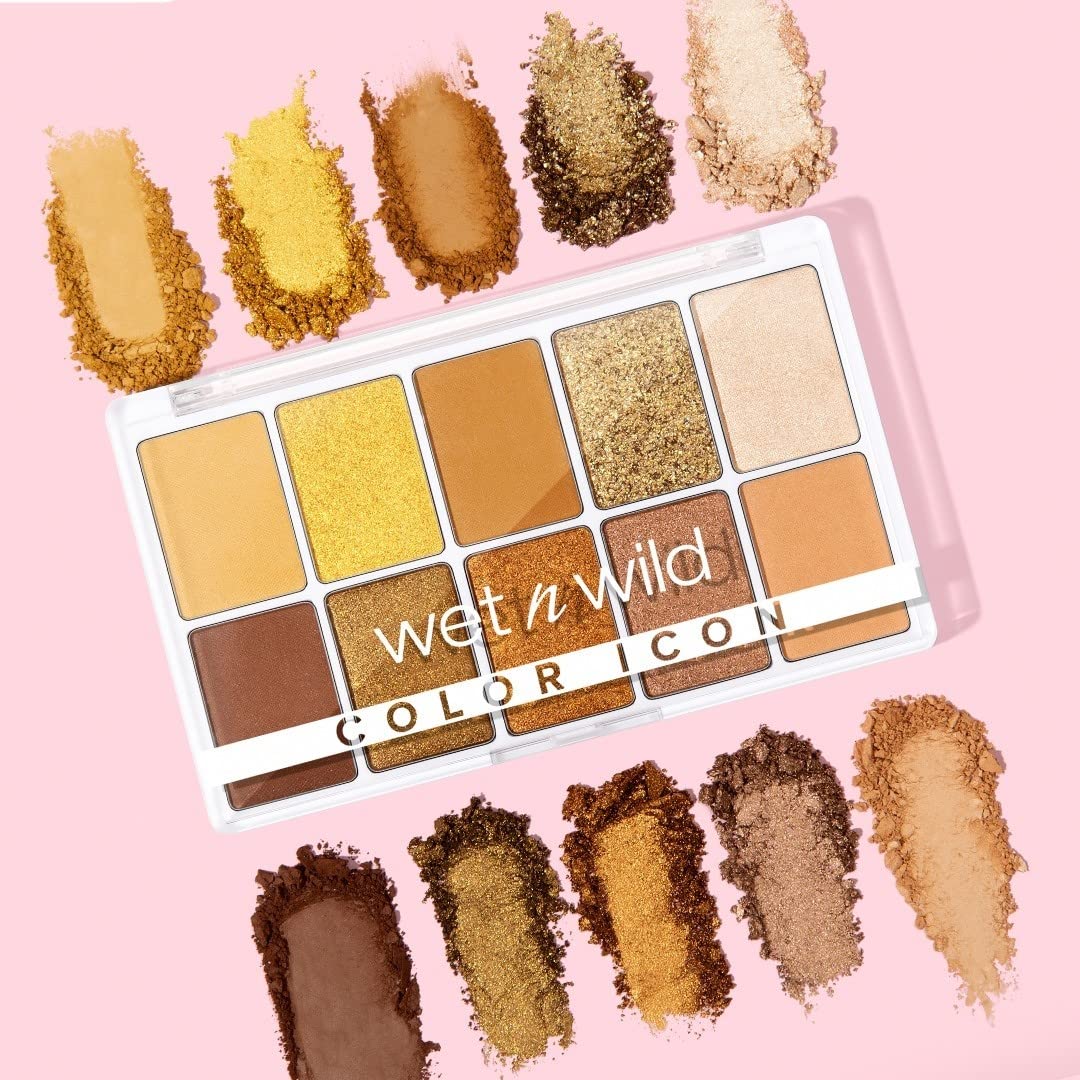 wet n wild Color Icon 10-Pan Eyeshadow Makeup Palette, Yellow Call Me Sunshine, Long Lasting, Shimmer, Metallic, Glittery, Matte, Rich Smooth Pigment