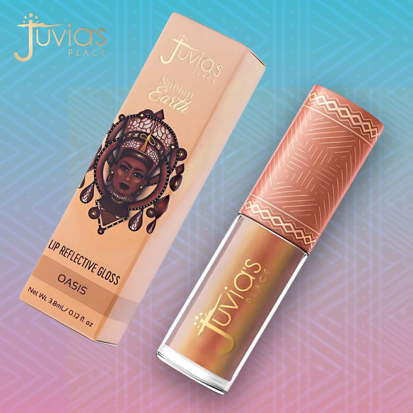 Juvia's Place Nubian Earth Glass Gloss Lip Gloss Oasis - Non-sticky Lip Makeup, Hydrating, Tinted Lip Gloss, Shine & Glow Lip Makeup, Beauty &
