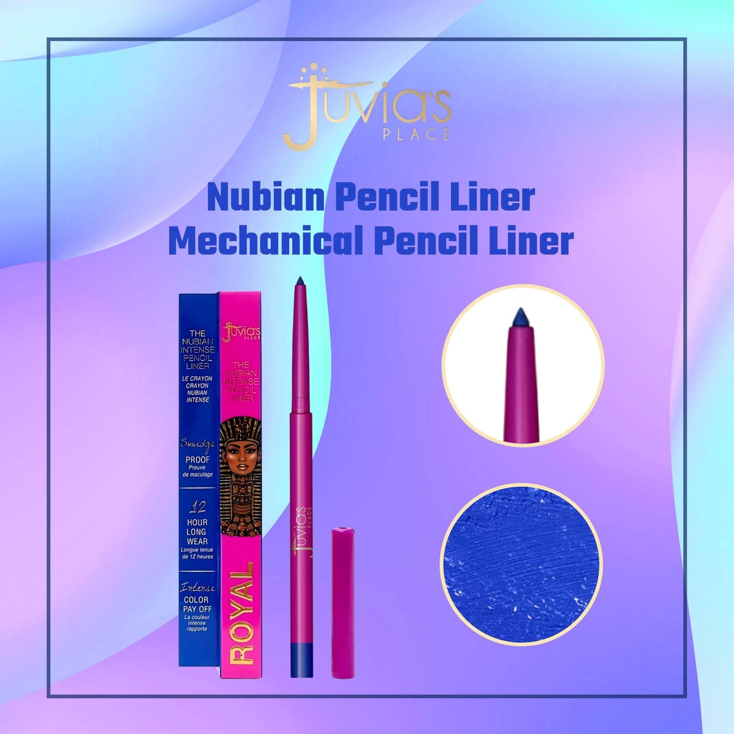 Juvia's Place Nubian Pencil Liner - Mechanical Pencil Liner, Long-lasting Makeup, Blendable, Light & Non-sticky, Compact Makeup (Royal)