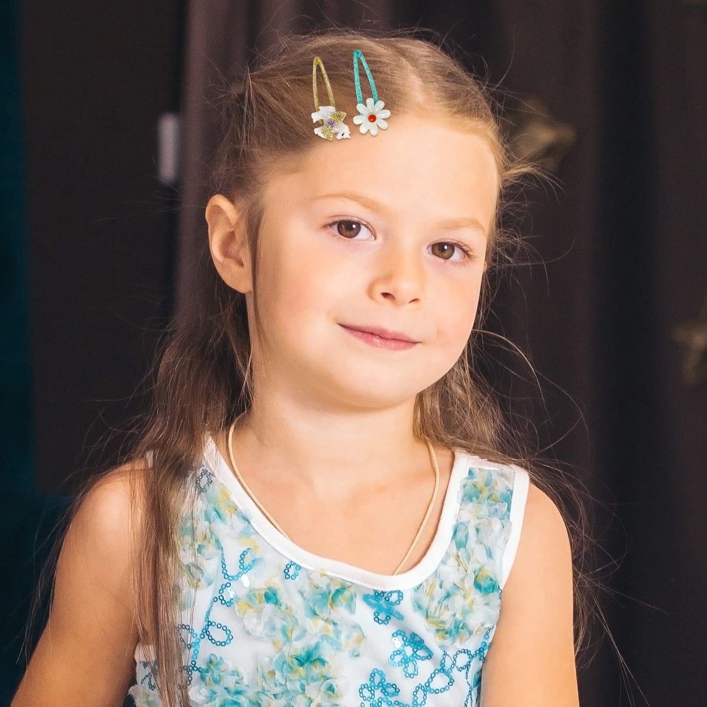 Girls Unicorn Hair Clips Toddler Girls Snap Clips with Cute Flower Pattern,Lovely Rabbit Metal Snap Hair Pins,Cute Flower Hair Clip for Toddlers