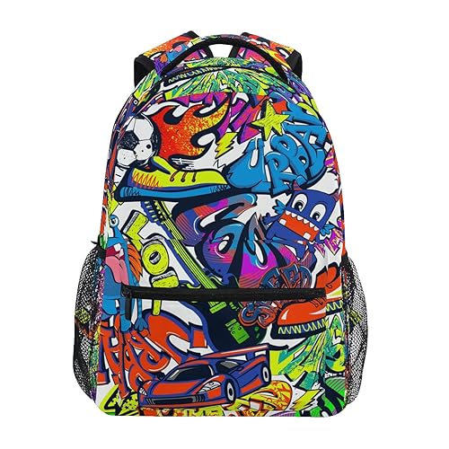Tarity Cool Graffiti School Backpack For Kids Boys Girls Children Small Travel Bag Students Teenagers Bookbags Novelty Pattern Durable Backpack Laptop Computer Bag