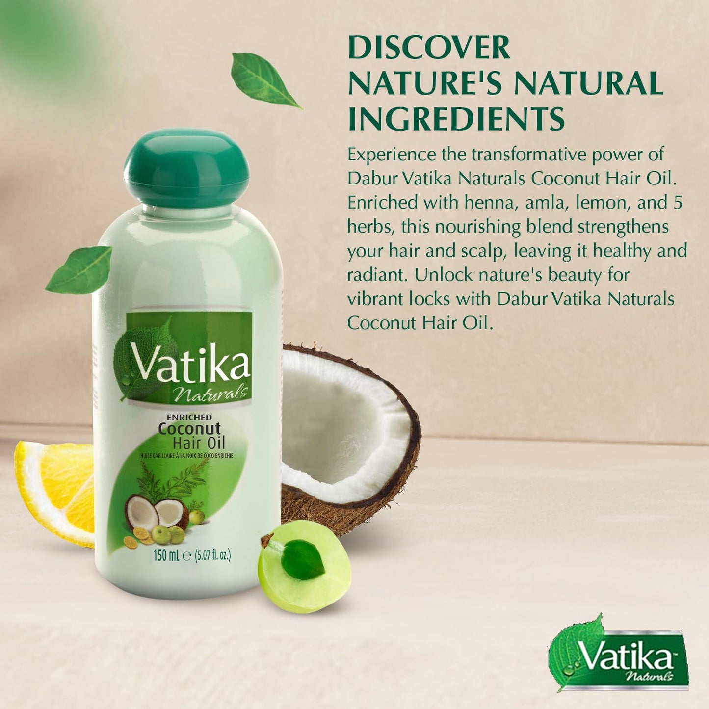 Dabur Vatika Enriched Coconut Hair Oil 150ml (Pack of 2)