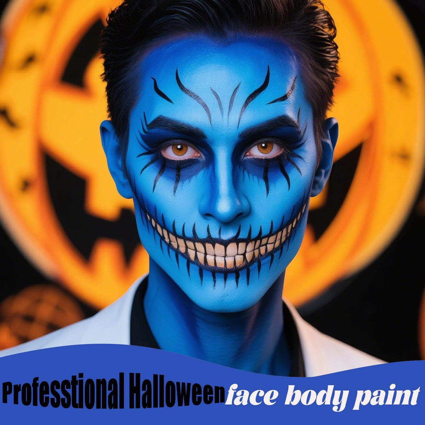 Blue Face Body Paint,Water-based Cream Painting,Blendable Face paint for Halloween Avatar Smurf Mystique Cosplay, Costume, Parties, Stage, Theater