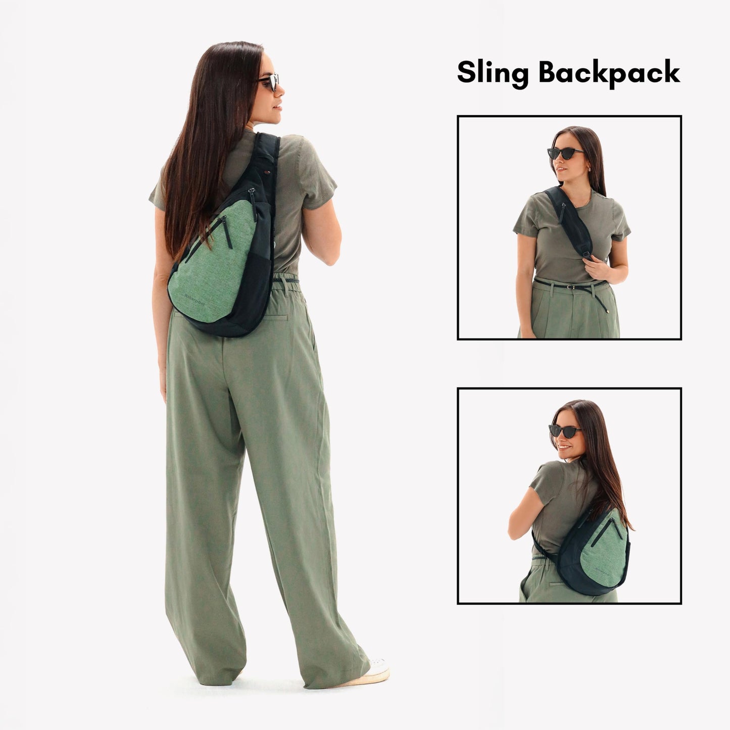 Sherpani Esprit, Anti Theft Sling Bag, Sling Backpack, 10L Travel Bag, Crossbody Backpack, Travel Gift for Women, Fits 10 Inch Tablet (Basil Lite)