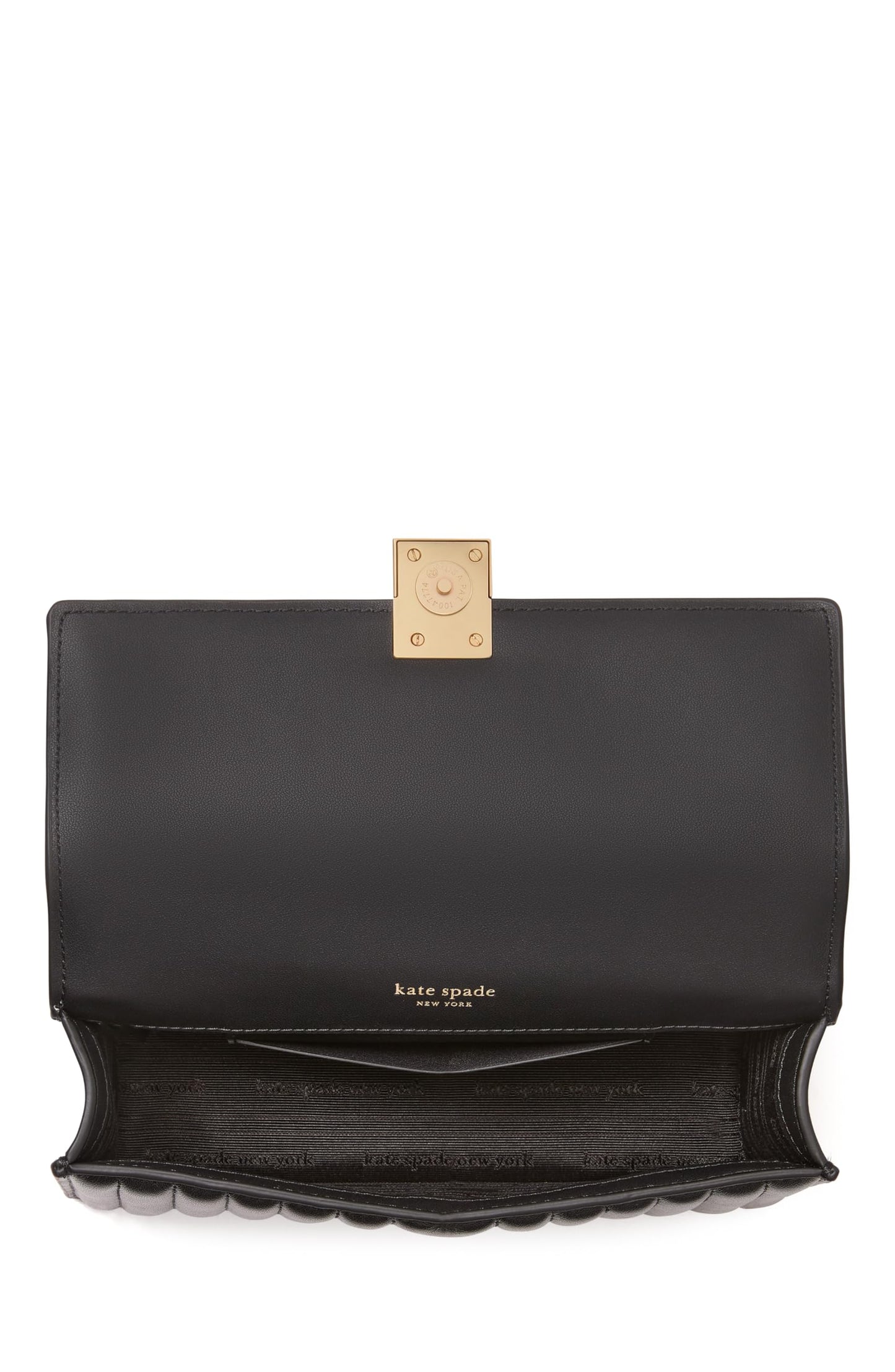 kate spade new york Deco Quilted Leather Mini Flap Chain Crossbody, Black