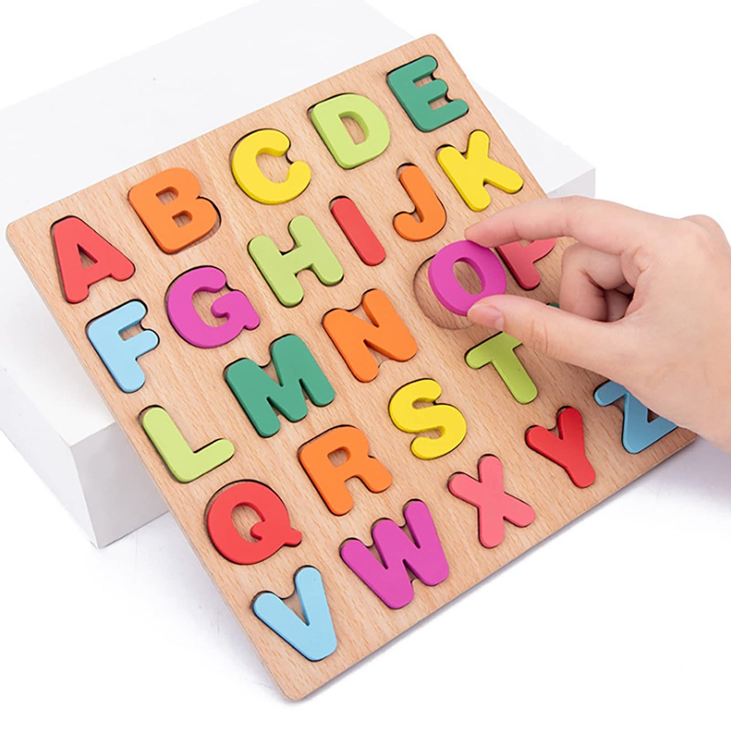 Wooden Puzzles for Toddlers – 3 Pack Alphabet, Number & Shape Montessori Puzzles for Kids Ages 3+ Boys & Girls