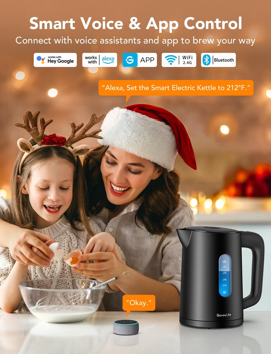 GoveeLife Smart Kettle Temperature Control 1.7L, 1500w WiFi Tea Kettle Electric with LED Indicator Lights, Remotely Control, 2H Keep Warm, 4 Presets…