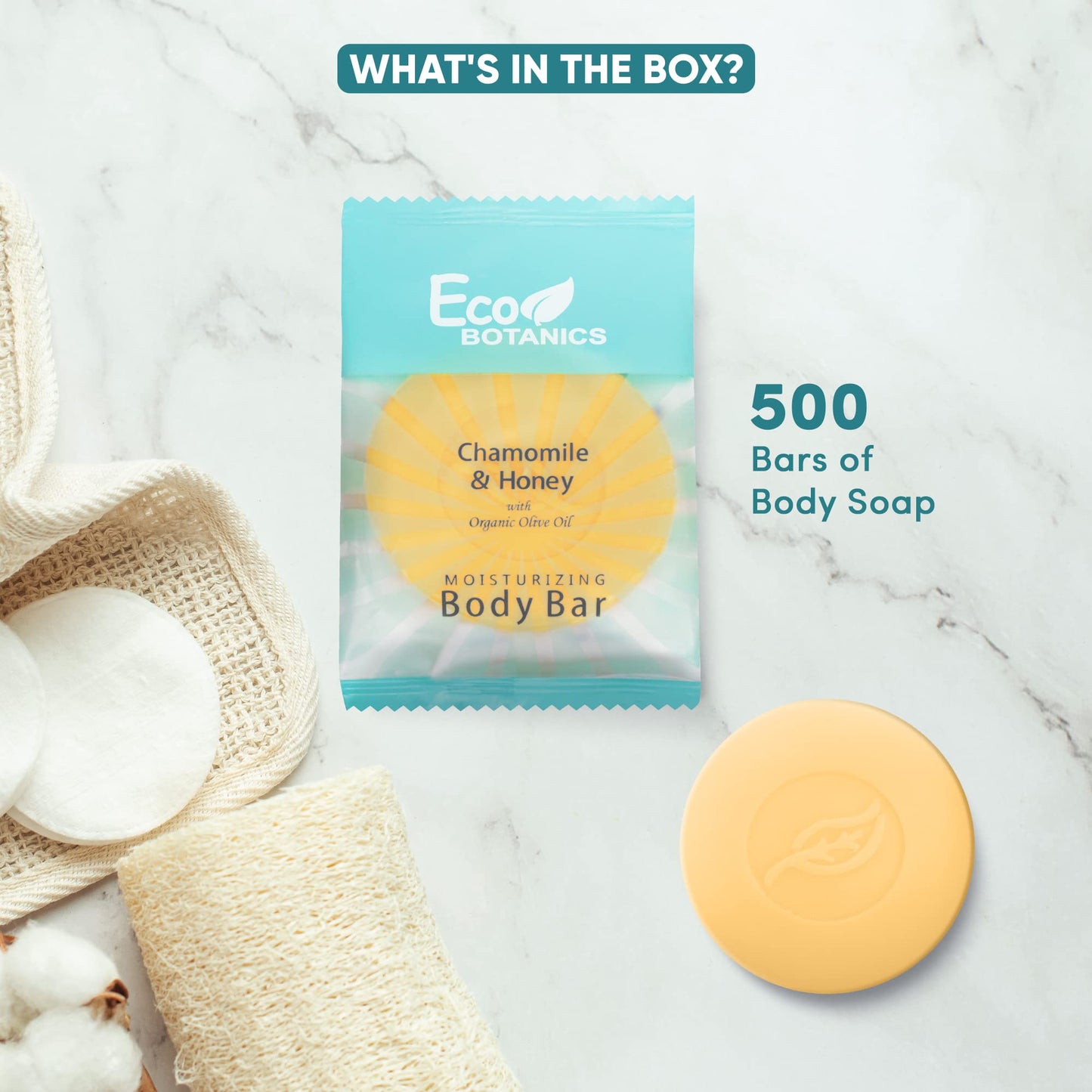 Eco Botanics Travel Size Hotel Body Bar 500 Count 0.89 oz Bottles Guest Amenities for Hotels Vacation Rentals & Short Term Rentals Paraben Free White