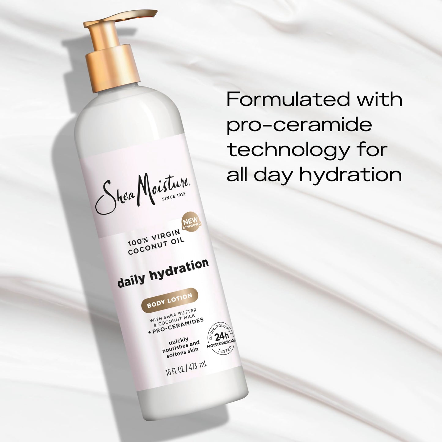 SheaMoisture Daily Hydration Body Lotion with 100% Virgin Coconut Oil, Shea Butter, Coconut Milk and Pro-Ceramides, Quickly Nourish & Soften Skin, 24H