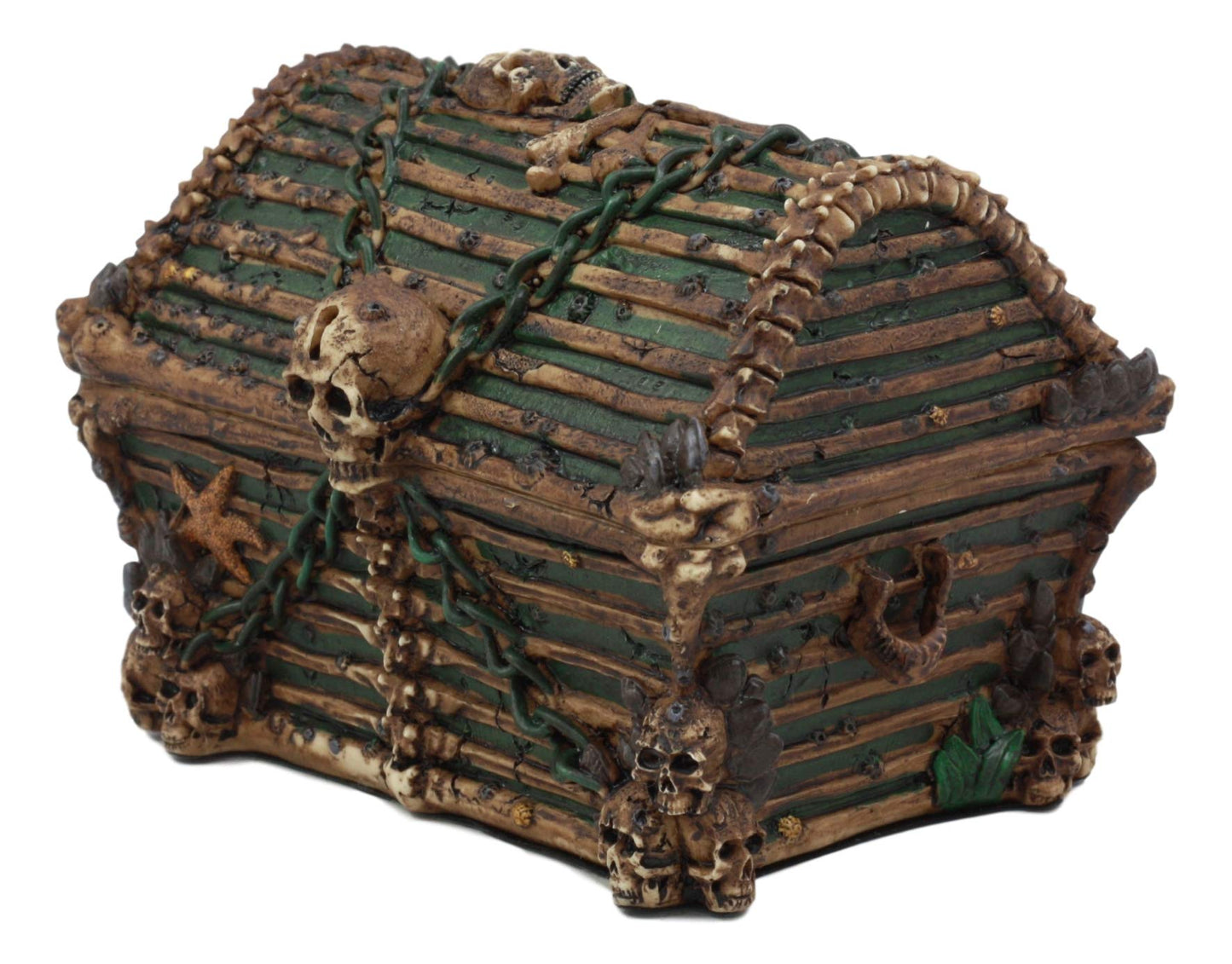 Ebros Pirate Davy Jones Ghost Haunted Sunken Ship Small Treasure Chest Box Featuring A Cross Chained Skull Jewelry Box Figurine As Decorative Secret…