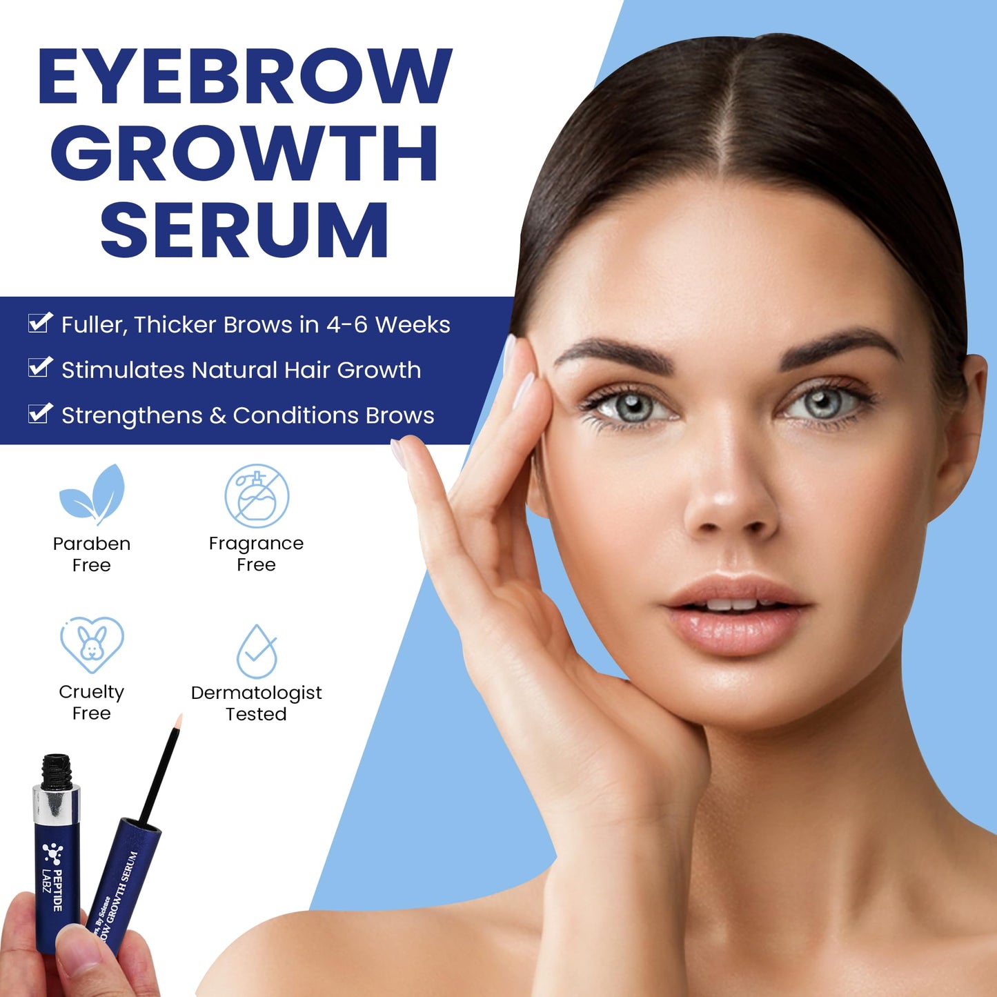 Eyebrow Growth Serum for Thicker, Fuller Brows - Peptide & Botanical Extract Complex with Ginger and Polygonum - 5ml Beauty & Personal Care PeptideLabz