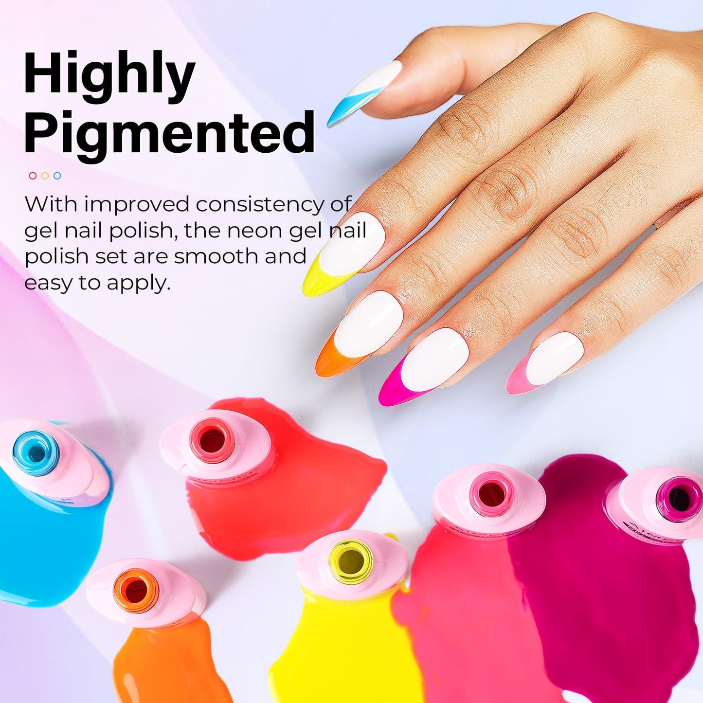 AIMEILI Hot Pink Neon Gel Nail Polish, Hema Free, Cruelty Free, Vegan, Soak Off Summer Yellow Nail Lacquer Set Of 6pcs X 10ml - Kit Set 11