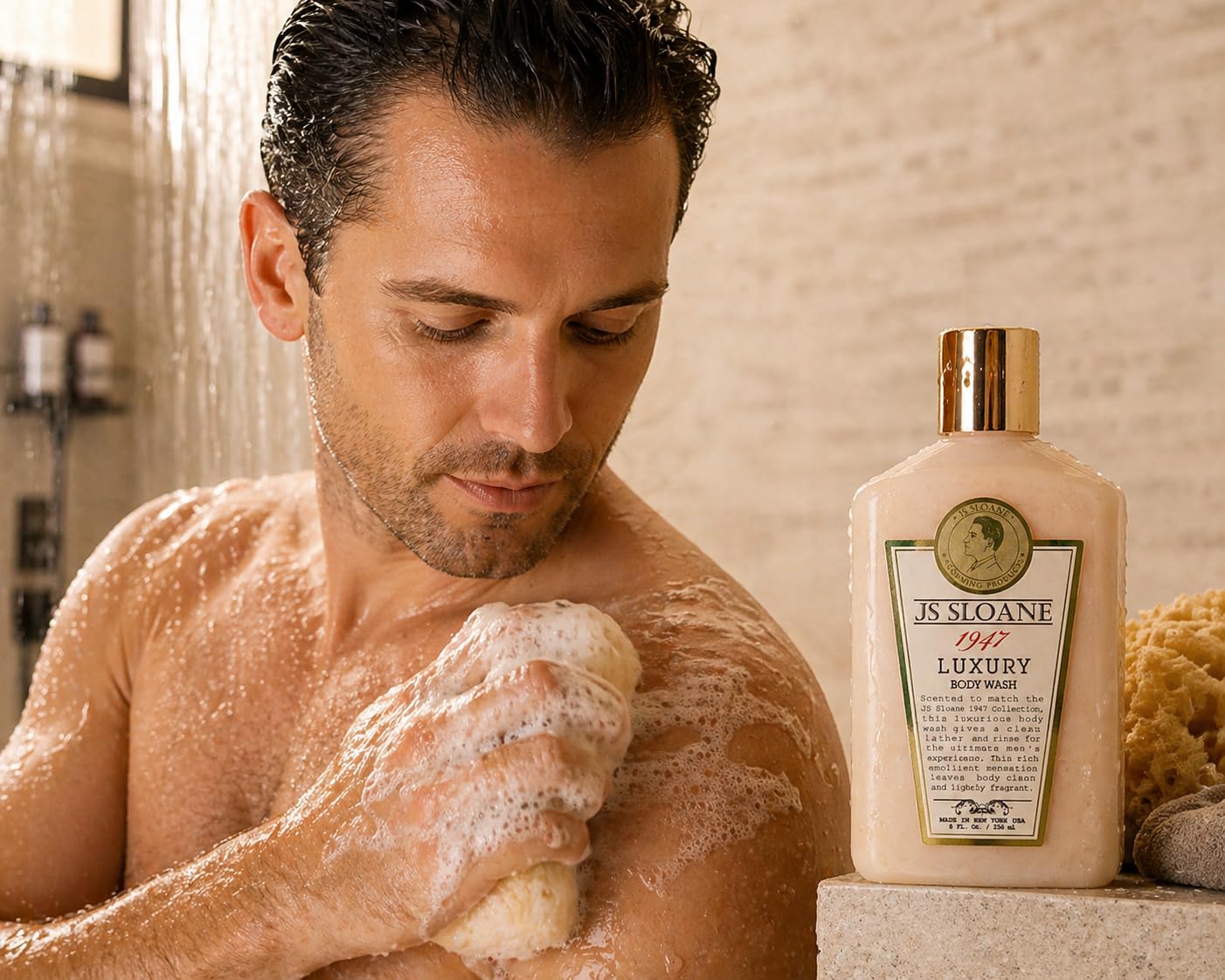 JS Sloane 1947 Luxury Body Wash for Men - Hydrating & Moisturizing Cleanser, Creamy Lather, Fresh Classic Scent, Deep Cleansing Formula, Leaves Skin