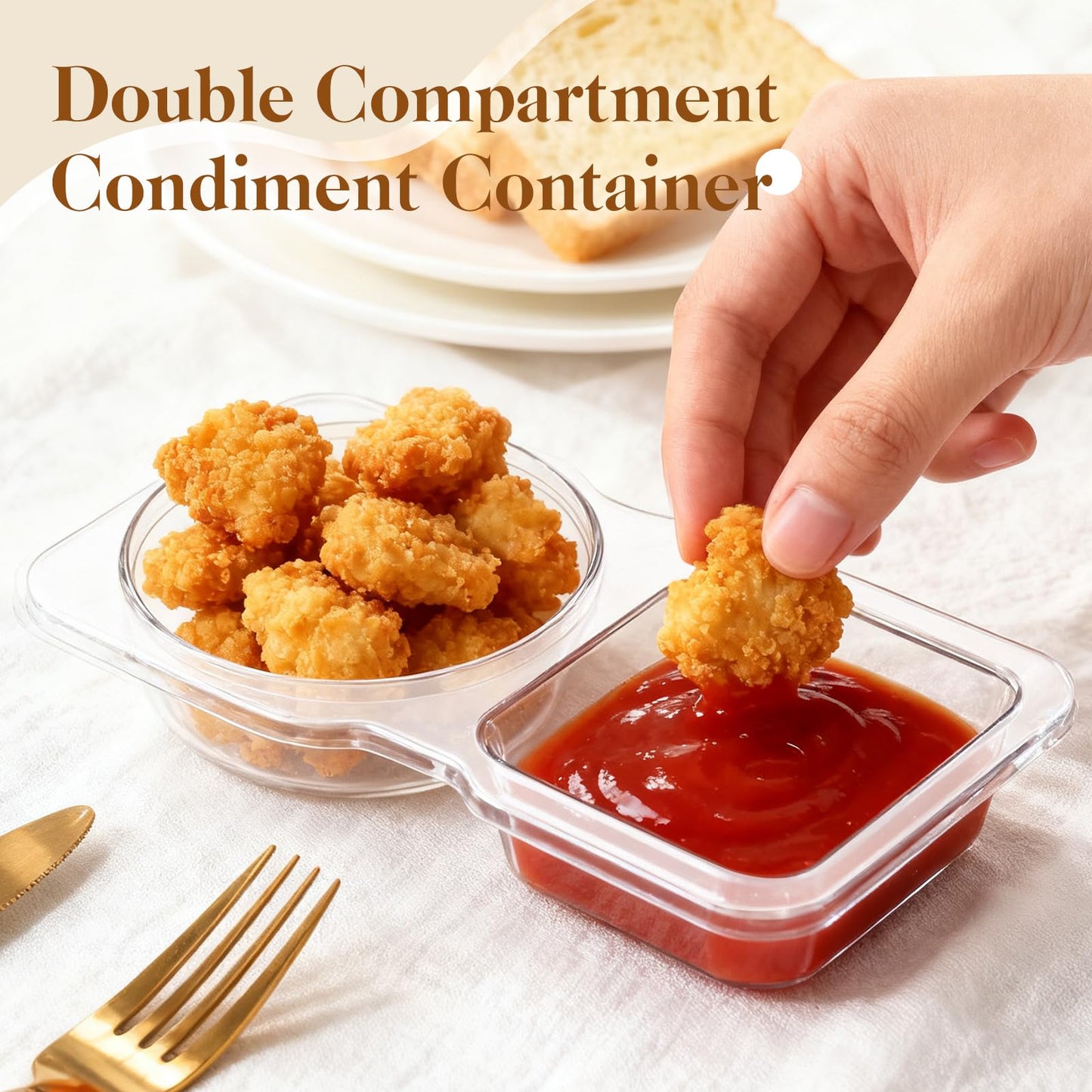 TaidMiao Reusable Snack Containers Compartment with Lids - 20 Sets Snack Containers, Double Snackle Box Compartment Condiment Containers, Snack Box…