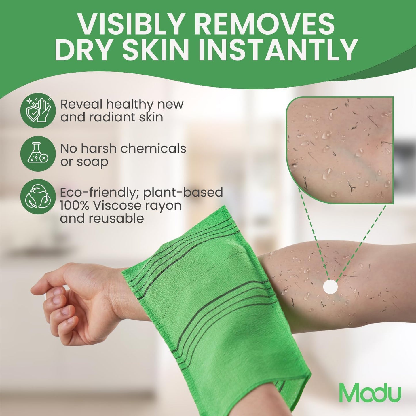 Modu Korean Exfoliating Mitts Small 6PCS (Green) - Exfoliating Gloves Body Scrubber Italy Towel Washcloth for Korean Spa at Home, Dead Skin Remover Beauty and Personal Care Modu