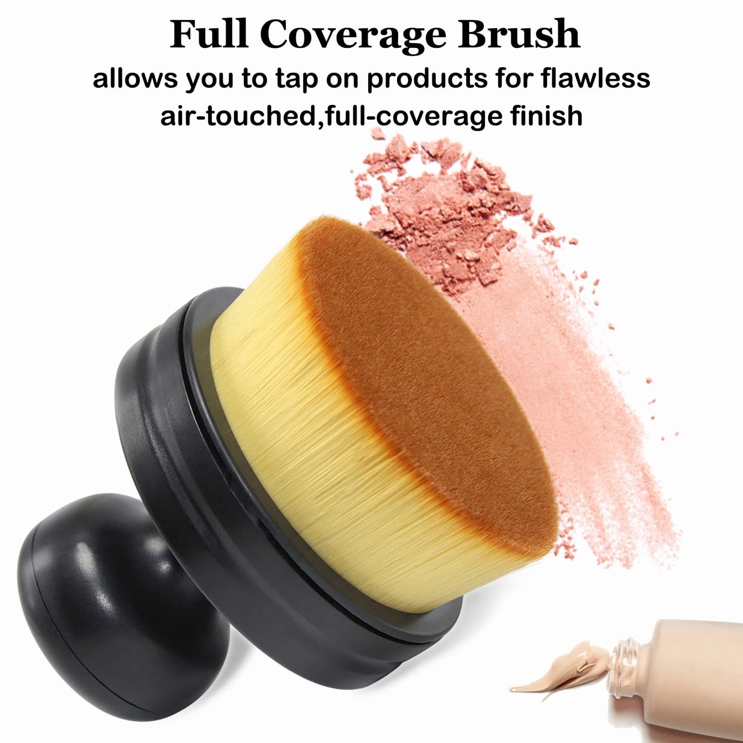 Falliny Makeup Brush, Large Full Coverage Self Tanner Foundation Brushes Travel Kabuki Powder Brush for Face Body, Blending Liquid