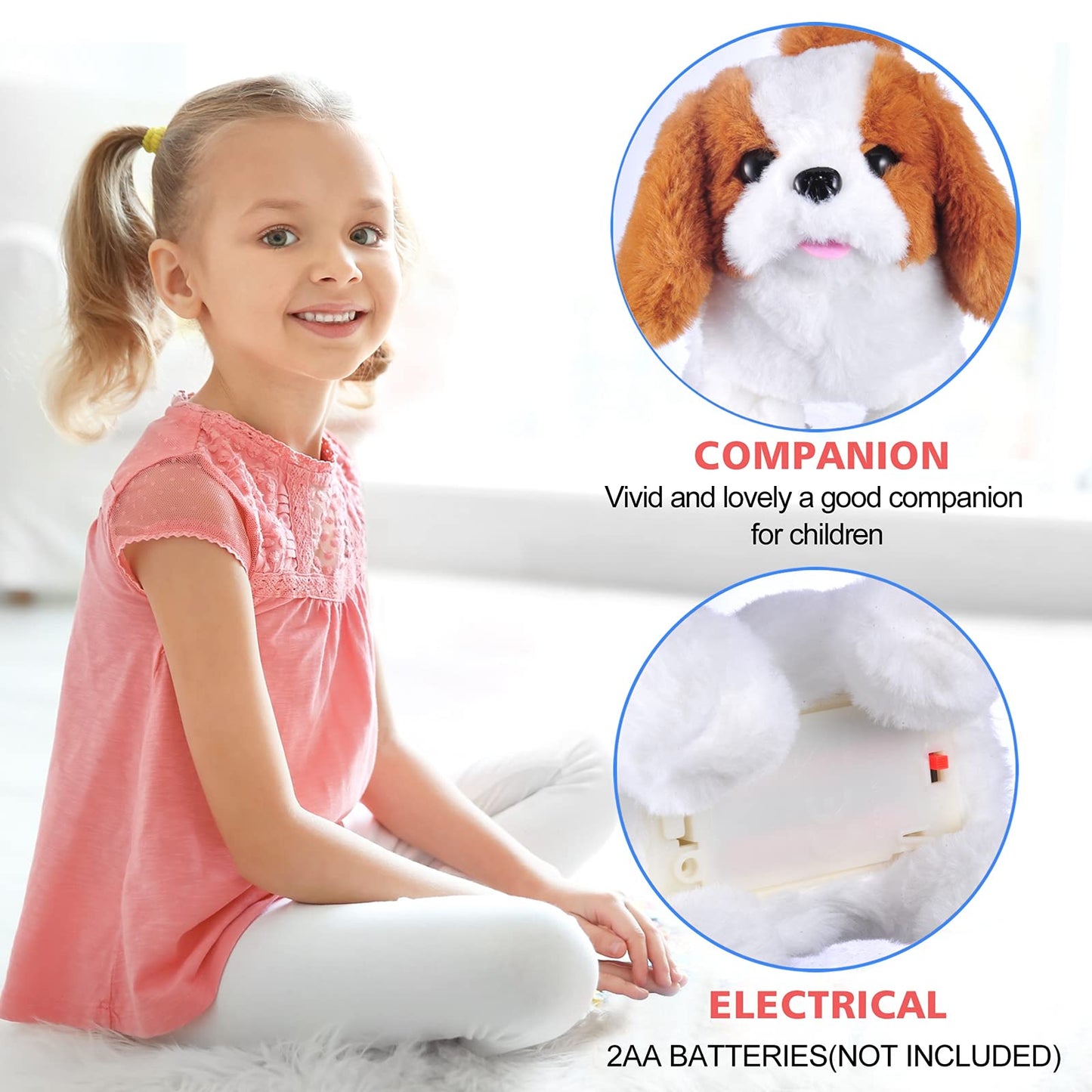 WorWoder Plush Saint Bernard Toy Puppy Electronic Interactive Pet Dog - Walking, Barking, Tail Wagging, Stretching Companion Animal for Kids (Saint…