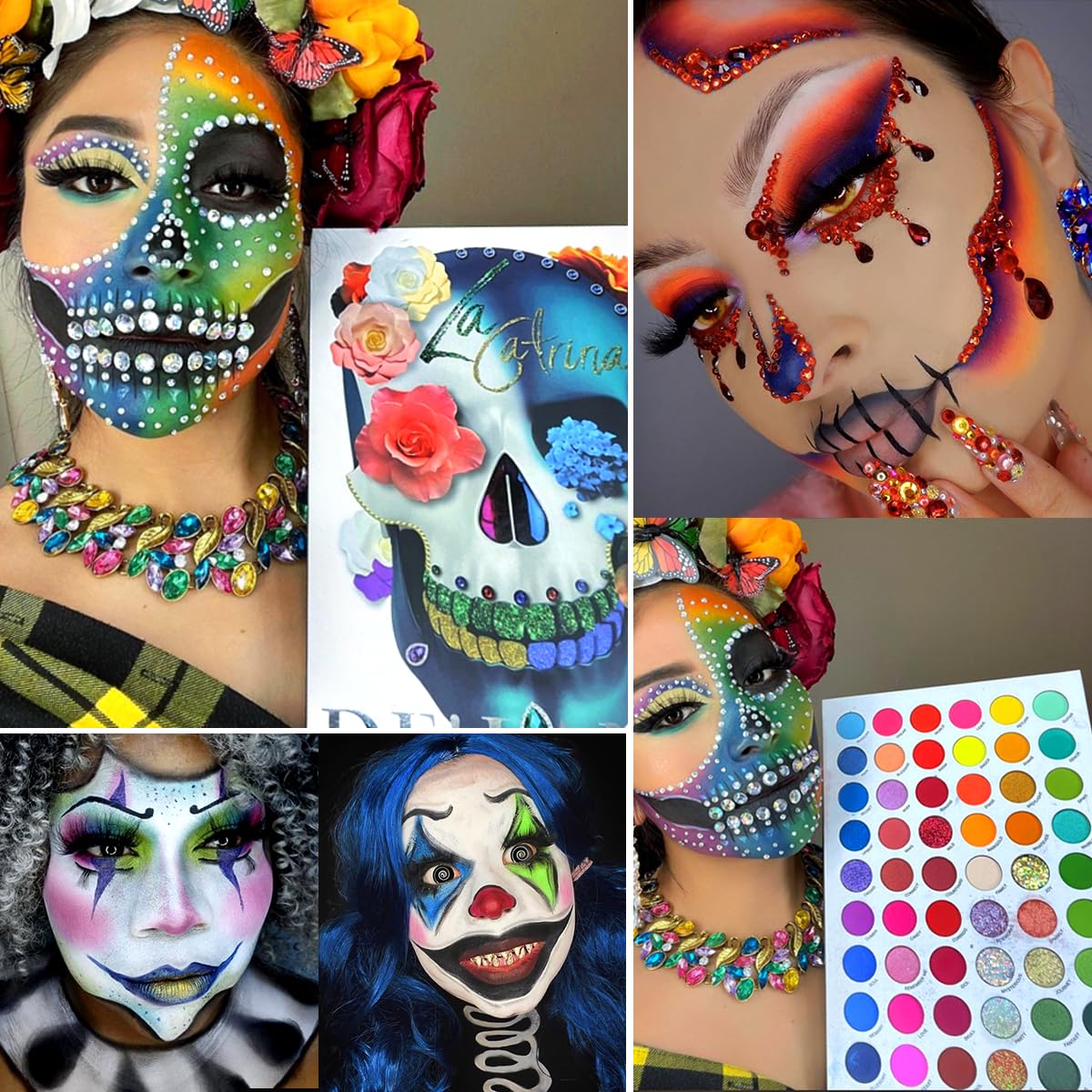 Afflano Colorful Rainbow Eyeshadow Palette High Pigment 54 Color, Halloween Eyeshadow Makeup Palette Sombras de Ojos, Neon Glow in Dark Eye Shadow
