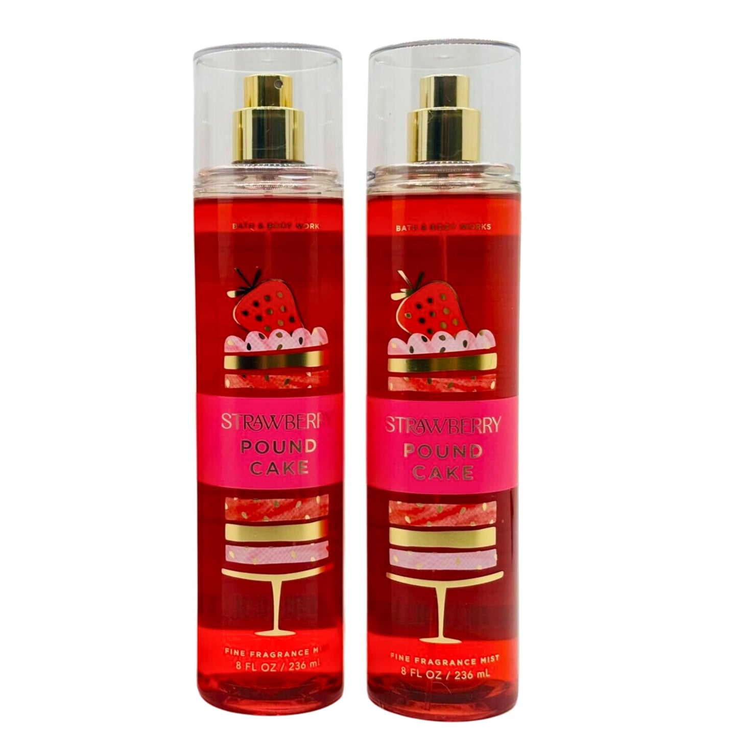 Bath & Body Works Fragrance Mist, Gift Set of 2, 8oz Each (Strawberry Pound Cake)