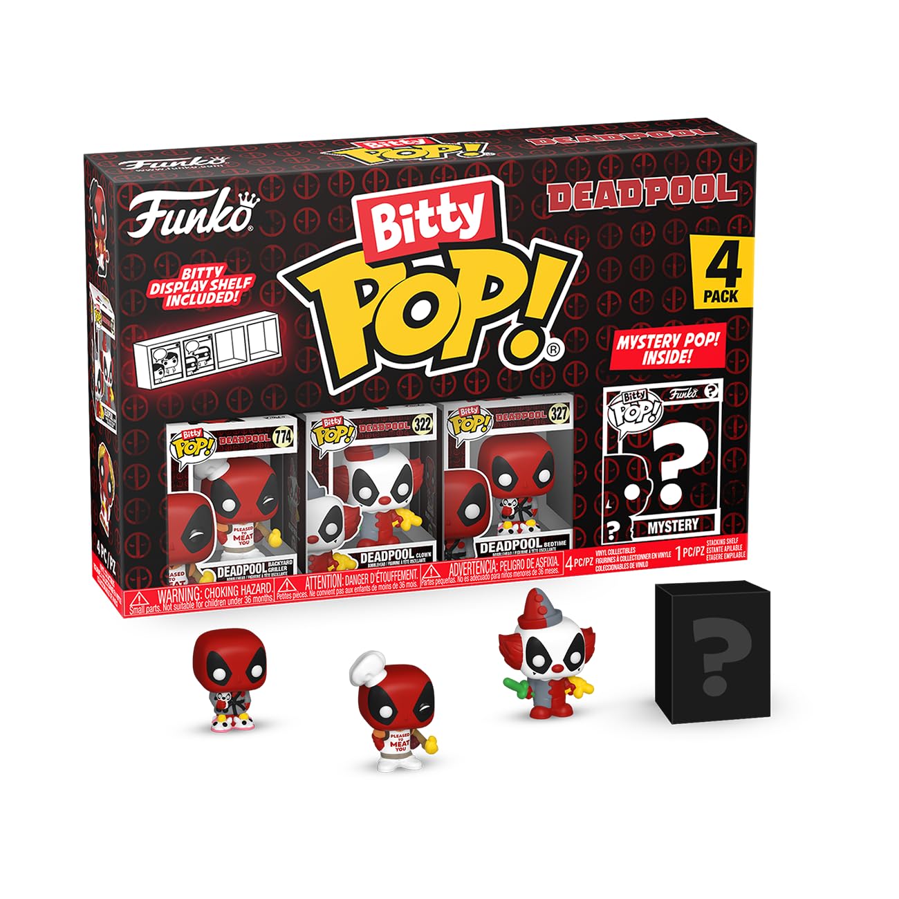 Funko Bitty POP! Deadpool - BBQ Master , 4-Pack and A Surprise Mystery Mini Figure - 0.9 Inch (2.2 Cm) Collectable - Stackable Display Shelf Included…