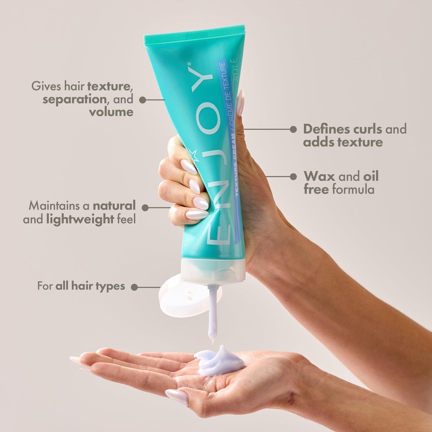 Enjoy Texture Cream, Lightweight Hair Styling for Volume, Separation & Medium to Firm Hold 8 Oz