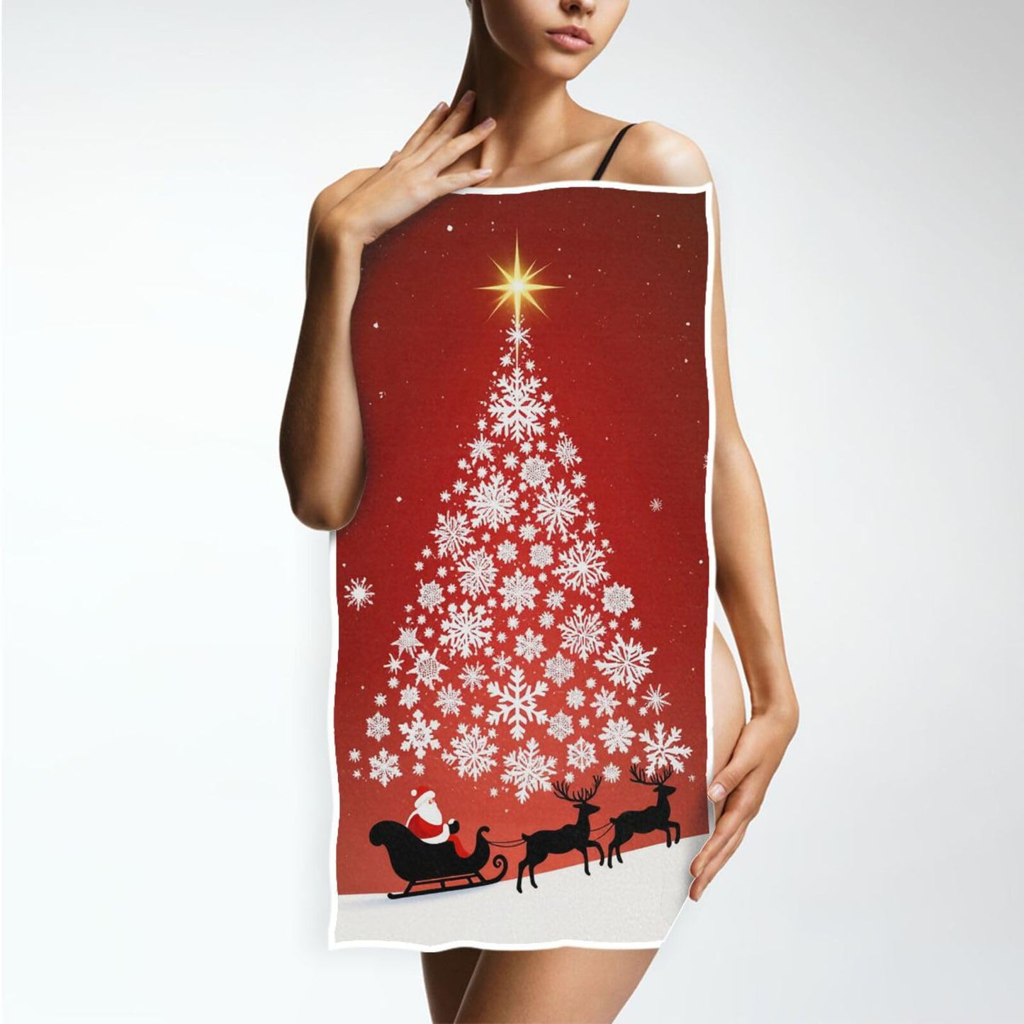 Pfrewn Santa Claus Sleigh Snowflake Tree Hand Towels 16x30 in Christmas Winter Bathroom Towel Ultra Soft Highly Absorbent Small Bath Towel Xmas…