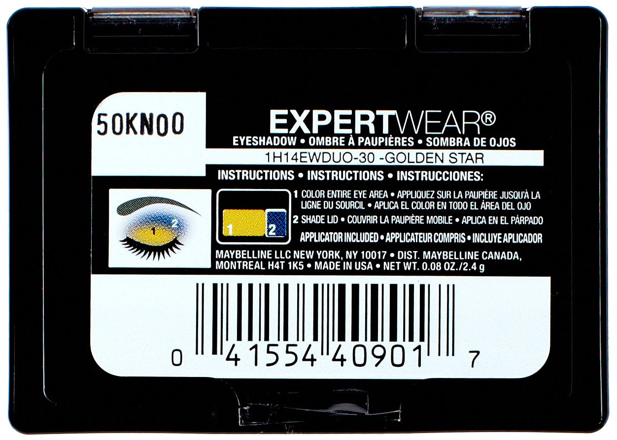 Maybelline New York Expert Wear Eyeshadow, Golden Star, Duos, 0.08 Ounce, 1 Count